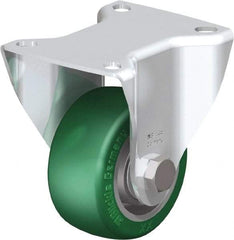 Blickle - 3" Diam x 1-9/16" Wide x 4-21/64" OAH Top Plate Mount Rigid Caster - Polyurethane-Elastomer Blickle Softhane, 506 Lb Capacity, Ball Bearing, 3-15/16 x 3-3/8" Plate - Benchmark Tooling