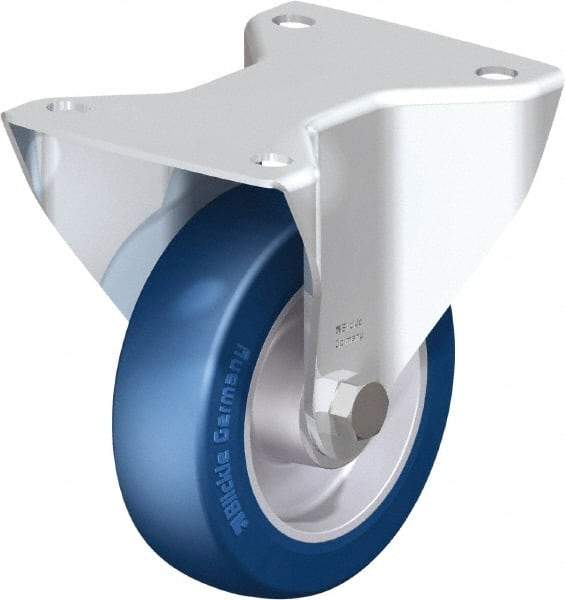 Blickle - 5" Diam x 1-9/16" Wide x 6-7/64" OAH Top Plate Mount Rigid Caster - Polyurethane-Elastomer Blickle Softhane, 770 Lb Capacity, Ball Bearing, 5-1/2 x 4-3/8" Plate - Benchmark Tooling