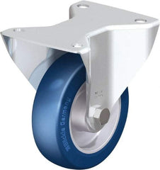 Blickle - 5" Diam x 1-9/16" Wide x 6-7/64" OAH Top Plate Mount Rigid Caster - Polyurethane-Elastomer Blickle Softhane, 770 Lb Capacity, Ball Bearing, 5-1/2 x 4-3/8" Plate - Benchmark Tooling
