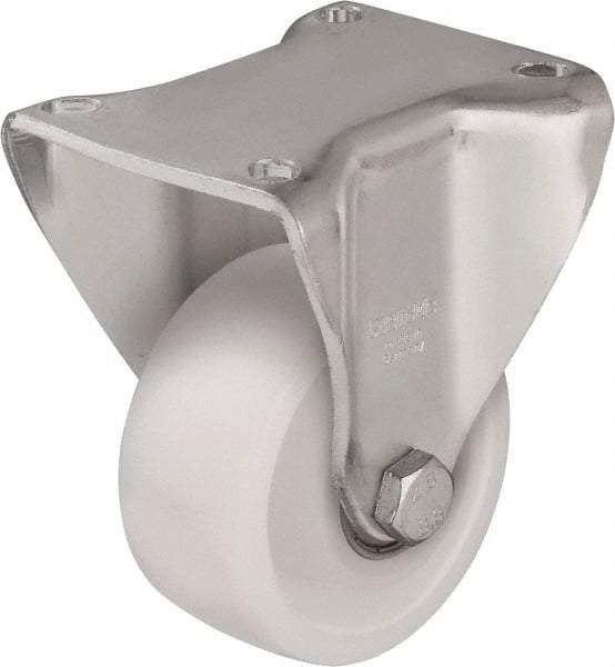 Blickle - 4" Diam x 1-29/64" Wide x 5-1/2" OAH Top Plate Mount Rigid Caster - Impact-Resistant Nylon, 1,100 Lb Capacity, Ball Bearing, 5-1/2 x 4-3/8" Plate - Benchmark Tooling