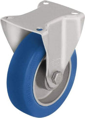 Blickle - 4" Diam x 1-9/16" Wide x 5-7/64" OAH Top Plate Mount Rigid Caster - Polyurethane-Elastomer Blickle Softhane, 660 Lb Capacity, Ball Bearing, 3-15/16 x 3-3/8" Plate - Benchmark Tooling