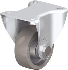 Blickle - 3" Diam x 1-3/16" Wide x 4-21/64" OAH Top Plate Mount Rigid Caster - Polyurethane-Elastomer Blickle Softhane, 396 Lb Capacity, Ball Bearing, 3-15/16 x 3-3/8" Plate - Benchmark Tooling