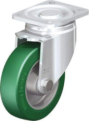 Blickle - 5" Diam x 1-9/16" Wide x 6-1/2" OAH Top Plate Mount Swivel Caster - Polyurethane-Elastomer Blickle Softhane, 770 Lb Capacity, Ball Bearing, 3-15/16 x 3-3/8" Plate - Benchmark Tooling