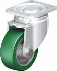 Blickle - 4" Diam x 1-9/16" Wide x 5-33/64" OAH Top Plate Mount Swivel Caster - Polyurethane-Elastomer Blickle Softhane, 660 Lb Capacity, Ball Bearing, 3-15/16 x 3-3/8" Plate - Benchmark Tooling