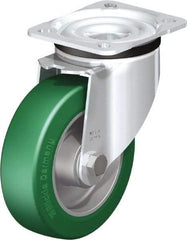 Blickle - 5" Diam x 1-37/64" Wide x 6-7/64" OAH Top Plate Mount Swivel Caster - Polyurethane-Elastomer Blickle Softhane, 770 Lb Capacity, Ball Bearing, 3-15/16 x 3-3/8" Plate - Benchmark Tooling