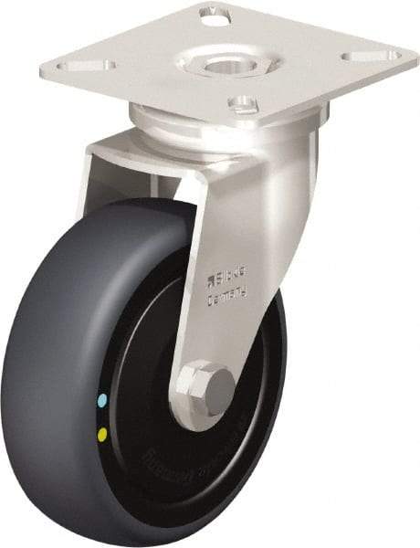 Blickle - 3" Diam x 63/64" Wide x 3-15/16" OAH Top Plate Mount Swivel Caster - Thermoplastic Rubber Elastomer (TPE), 110 Lb Capacity, Ball Bearing, 2-3/8 x 2-3/8" Plate - Benchmark Tooling