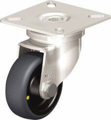 Blickle - 2" Diam x 3/4" Wide x 2-51/64" OAH Top Plate Mount Swivel Caster - Thermoplastic Rubber Elastomer (TPE), 66 Lb Capacity, Plain Bore Bearing, 2-3/8 x 2-3/8" Plate - Benchmark Tooling