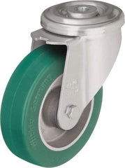 Blickle - 5" Diam x 1-37/64" Wide x 6-7/64" OAH Hollow Kingpin Mount Swivel Caster - Polyurethane-Elastomer Blickle Softhane, 770 Lb Capacity, Ball Bearing, Hollow Kingpin Stem - Benchmark Tooling