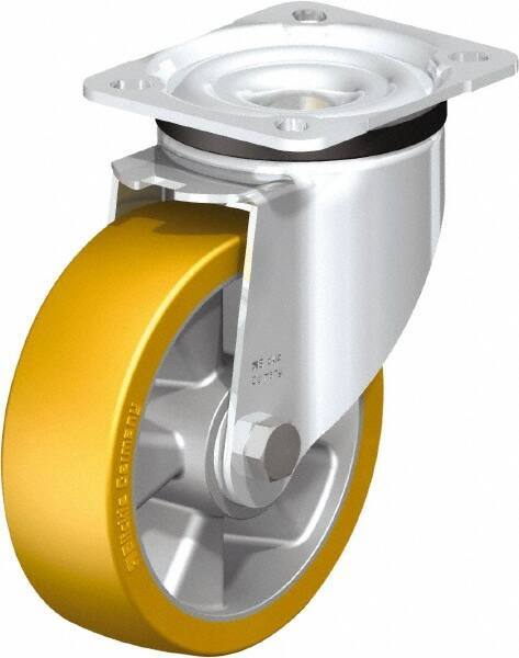 Blickle - 5" Diam x 1-9/16" Wide x 6-7/64" OAH Top Plate Mount Swivel Caster - Polyurethane-Elastomer Blickle Extrathane, 770 Lb Capacity, Ball Bearing, 3-15/16 x 3-3/8" Plate - Benchmark Tooling