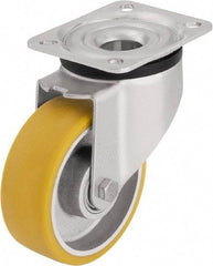 Blickle - 3" Diam x 1-11/64" Wide x 4-21/64" OAH Top Plate Mount Swivel Caster - Polyurethane-Elastomer Blickle Extrathane, 396 Lb Capacity, Ball Bearing, 3-15/16 x 3-3/8" Plate - Benchmark Tooling