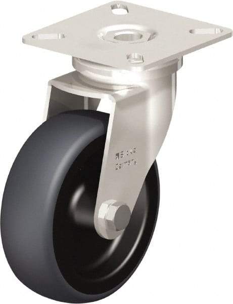 Blickle - 3" Diam x 63/64" Wide x 3-15/16" OAH Top Plate Mount Swivel Caster - Thermoplastic Rubber Elastomer (TPE), 165 Lb Capacity, Plain Bore Bearing, 2-3/8 x 2-3/8" Plate - Benchmark Tooling