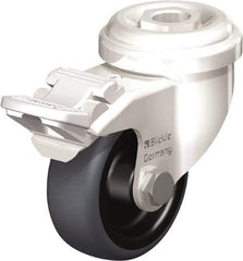 Blickle - 2" Diam x 3/4" Wide x 2-23/32" OAH Hollow Kingpin Mount Swivel Caster with Brake - Thermoplastic Rubber Elastomer (TPE), 110 Lb Capacity, Plain Bore Bearing, Hollow Kingpin Stem - Benchmark Tooling