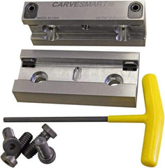 CarveSmart - 3/4" Jaw Width, 1.685" Jaw Height, 3/4" Jaw Thickness, Quick Change Jaw System Vise Jaw Sets - Steel, Bolt-On, 2 Jaws, Semi-Hard Jaws - Benchmark Tooling