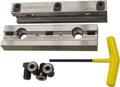 CarveSmart - 1" Jaw Width, 1.99" Jaw Height, 1" Jaw Thickness, Quick Change Jaw System Vise Jaw Sets - Steel, Bolt-On, 2 Jaws, Semi-Hard Jaws - Benchmark Tooling