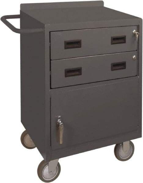 Durham - 1,200 Lb Capacity, 18" Wide x 24" Long x 39-3/4" High Mobile Cart - 1 Door, 2 Drawer, Steel, 2 Rigid/2 Swivel Casters - Benchmark Tooling