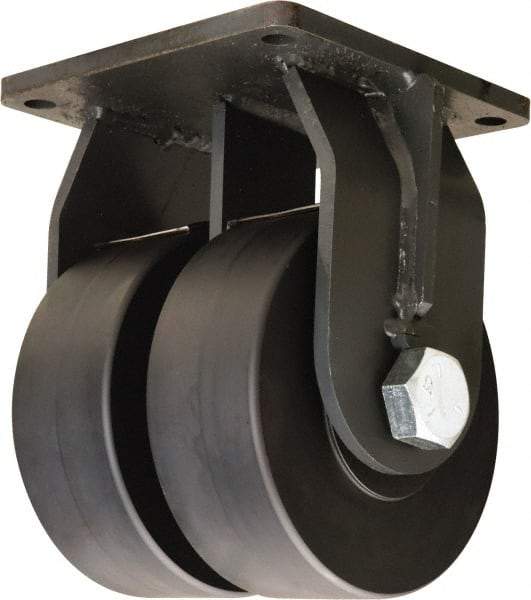 Hamilton - 8" Diam x 3" Wide x 11" OAH Top Plate Mount Dual Rigid Caster - Nylon, 14,400 Lb Capacity, Sealed Precision Ball Bearing, 8-1/2 x 8-1/2" Plate - Benchmark Tooling