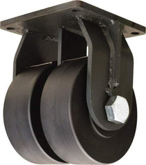 Hamilton - 10" Diam x 3" Wide x 13" OAH Top Plate Mount Dual Rigid Caster - Nylon, 15,200 Lb Capacity, Sealed Precision Ball Bearing, 8-1/2 x 8-1/2" Plate - Benchmark Tooling