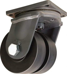 Hamilton - 10" Diam x 3" Wide x 13" OAH Top Plate Mount Dual Swivel Caster - Nylon, 15,200 Lb Capacity, Sealed Precision Ball Bearing, 8-1/2 x 8-1/2" Plate - Benchmark Tooling