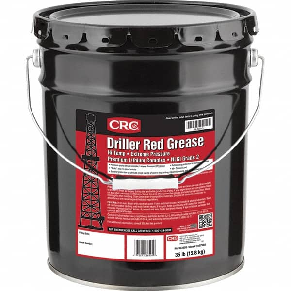 CRC - 35 Lb Pail Lithium Extreme Pressure Grease - Red, Extreme Pressure & High Temperature, 400°F Max Temp, NLGIG 2, - Benchmark Tooling