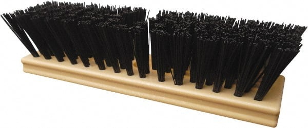 Push Broom: 10″ Wide, Polyester Bristle 10″ Bristle Length, Wood Block, Threaded Handle Connection