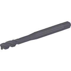 Kennametal - 1/4-28 UNF 3 Flute 2B Modified Bottoming Spiral Flute Tap - Vanadium High Speed Steel, Oxide Finish, 79.8mm OAL, Right Hand Flute, Right Hand Thread, Series T830 - Exact Industrial Supply