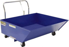 Vestil - 292 Lb Load Capacity, 1/2 Cu Yd, Steel Low Profile - 48-7/16" Wide x 54-1/16" Long x 34" High, Blue - Benchmark Tooling