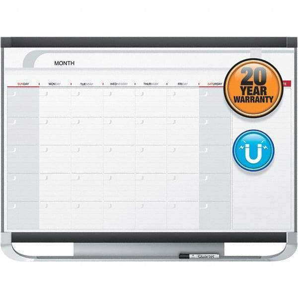 Quartet - 24" High x 36" Wide Magnetic Dry Erase Calendar - Fiberboard/Plastic Frame, Includes Dry-Erase Marker & Mounting Kit - Benchmark Tooling