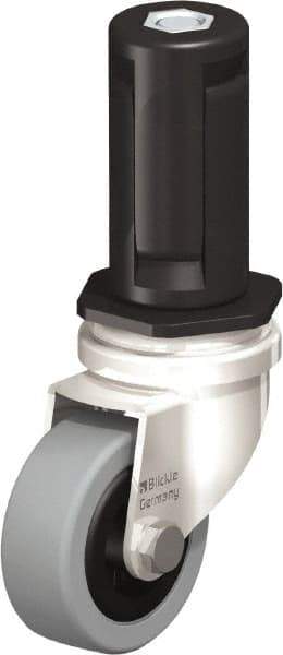 Blickle - 2" Diam x 45/64" Wide x 2-13/16" OAH Stem Mount Swivel Caster - Solid Rubber, 88 Lb Capacity, Plain Bore Bearing, Round Stem - Benchmark Tooling