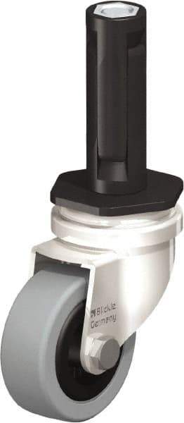 Blickle - 2" Diam x 45/64" Wide x 2-13/16" OAH Stem Mount Swivel Caster - Solid Rubber, 88 Lb Capacity, Plain Bore Bearing, Round Stem - Benchmark Tooling