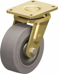 Blickle - 8" Diam x 3-9/64" Wide x 10-1/32" OAH Top Plate Mount Swivel Caster - Solid Rubber, 1,870 Lb Capacity, Ball Bearing, 6-7/8 x 5-1/2" Plate - Benchmark Tooling