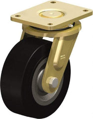 Blickle - 8" Diam x 3-9/64" Wide x 10-1/32" OAH Top Plate Mount Swivel Caster - Solid Rubber, 1,870 Lb Capacity, Ball Bearing, 6-7/8 x 5-1/2" Plate - Benchmark Tooling