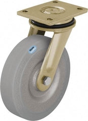 Blickle - 6-1/2" Diam x 1-31/32" Wide x 8-1/16" OAH Top Plate Mount Swivel Caster - Solid Rubber, 990 Lb Capacity, Ball Bearing, 5-1/2 x 4-3/8" Plate - Benchmark Tooling