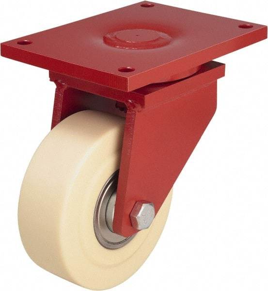 Blickle - 12" Diam x 3-9/64" Wide x 14-61/64" OAH Top Plate Mount Swivel Caster - Impact-Resistant Cast Nylon, 13,200 Lb Capacity, Ball Bearing, 10 x 7-7/8" Plate - Benchmark Tooling