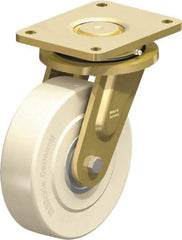 Blickle - 8" Diam x 2-5/32" Wide x 10-1/32" OAH Top Plate Mount Swivel Caster - Impact-Resistant Cast Nylon, 6,600 Lb Capacity, Ball Bearing, 6-7/8 x 5-1/2" Plate - Benchmark Tooling