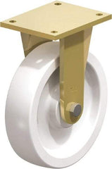 Blickle - 10" Diam x 2-9/16" Wide x 12" OAH Top Plate Mount Rigid Caster - Impact-Resistant Nylon, 4,400 Lb Capacity, Plain Bore Bearing, 6-7/8 x 5-1/2" Plate - Benchmark Tooling