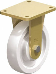 Blickle - 8" Diam x 1-31/32" Wide x 9-41/64" OAH Top Plate Mount Rigid Caster - Impact-Resistant Nylon, 3,300 Lb Capacity, Ball Bearing, 5-1/2 x 4-3/8" Plate - Benchmark Tooling