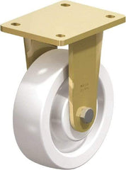 Blickle - 6-1/2" Diam x 1-31/32" Wide x 8-5/64" OAH Top Plate Mount Rigid Caster - Impact-Resistant Nylon, 1,870 Lb Capacity, Ball Bearing, 5-1/2 x 4-3/8" Plate - Benchmark Tooling