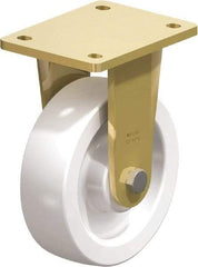 Blickle - 6-1/2" Diam x 1-31/32" Wide x 8-5/64" OAH Top Plate Mount Rigid Caster - Impact-Resistant Nylon, 1,870 Lb Capacity, Plain Bore Bearing, 5-1/2 x 4-3/8" Plate - Benchmark Tooling