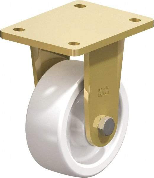 Blickle - 5" Diam x 1-31/32" Wide x 6-11/16" OAH Top Plate Mount Rigid Caster - Impact-Resistant Nylon, 1,650 Lb Capacity, Plain Bore Bearing, 5-1/2 x 4-3/8" Plate - Benchmark Tooling
