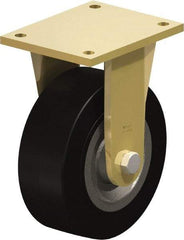 Blickle - 8" Diam x 3-9/64" Wide x 10-1/32" OAH Top Plate Mount Rigid Caster - Solid Rubber, 1,870 Lb Capacity, Ball Bearing, 6-7/8 x 5-1/2" Plate - Benchmark Tooling