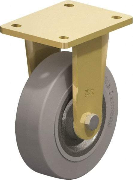Blickle - 6-1/2" Diam x 1-31/32" Wide x 8-5/64" OAH Top Plate Mount Rigid Caster - Solid Rubber, 990 Lb Capacity, Ball Bearing, 5-1/2 x 4-3/8" Plate - Benchmark Tooling