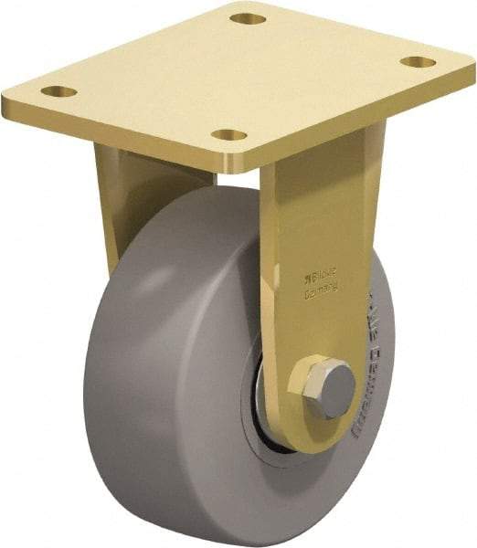 Blickle - 5" Diam x 1-31/32" Wide x 6-11/16" OAH Top Plate Mount Rigid Caster - Solid Rubber, 704 Lb Capacity, Ball Bearing, 5-1/2 x 4-3/8" Plate - Benchmark Tooling