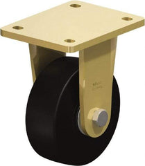 Blickle - 5" Diam x 1-31/32" Wide x 6-11/16" OAH Top Plate Mount Rigid Caster - Solid Rubber, 704 Lb Capacity, Ball Bearing, 5-1/2 x 4-3/8" Plate - Benchmark Tooling