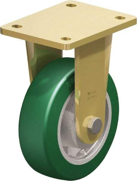 Blickle - 6" Diam x 1-31/32" Wide x 7-7/8" OAH Top Plate Mount Rigid Caster - Polyurethane-Elastomer Blickle Softhane, 1,210 Lb Capacity, Ball Bearing, 5-1/2 x 4-3/8" Plate - Benchmark Tooling