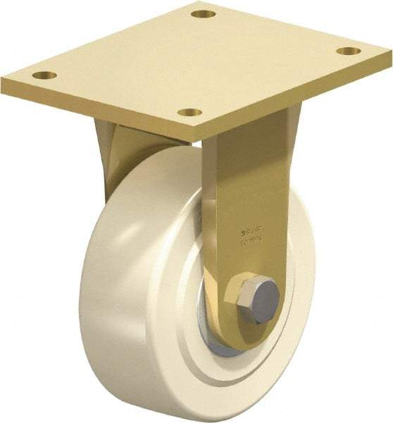 Blickle - 6" Diam x 2-5/32" Wide x 8-5/64" OAH Top Plate Mount Rigid Caster - Impact-Resistant Cast Nylon, 5,500 Lb Capacity, Ball Bearing, 6-7/8 x 5-1/2" Plate - Benchmark Tooling