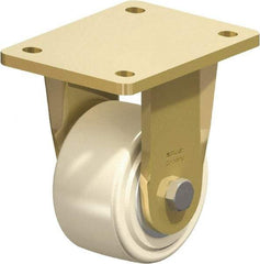 Blickle - 4" Diam x 2-5/32" Wide x 5-5/64" OAH Top Plate Mount Rigid Caster - Impact-Resistant Cast Nylon, 3,300 Lb Capacity, Ball Bearing, 5-1/2 x 4-3/8" Plate - Benchmark Tooling
