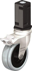 Blickle - 3" Diam x 63/64" Wide x 3-31/32" OAH Stem Mount Swivel Caster with Brake - Solid Rubber, 132 Lb Capacity, Plain Bore Bearing, Square Stem - Benchmark Tooling
