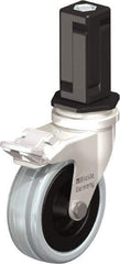 Blickle - 3" Diam x 63/64" Wide x 3-31/32" OAH Stem Mount Swivel Caster with Brake - Solid Rubber, 132 Lb Capacity, Plain Bore Bearing, Square Stem - Benchmark Tooling
