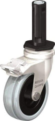 Blickle - 3" Diam x 63/64" Wide x 3-31/32" OAH Stem Mount Swivel Caster with Brake - Solid Rubber, 132 Lb Capacity, Plain Bore Bearing, Round Stem - Benchmark Tooling