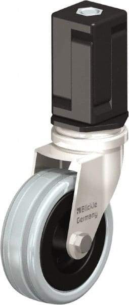 Blickle - 3" Diam x 63/64" Wide x 3-31/32" OAH Stem Mount Swivel Caster - Solid Rubber, 132 Lb Capacity, Plain Bore Bearing, Square Stem - Benchmark Tooling